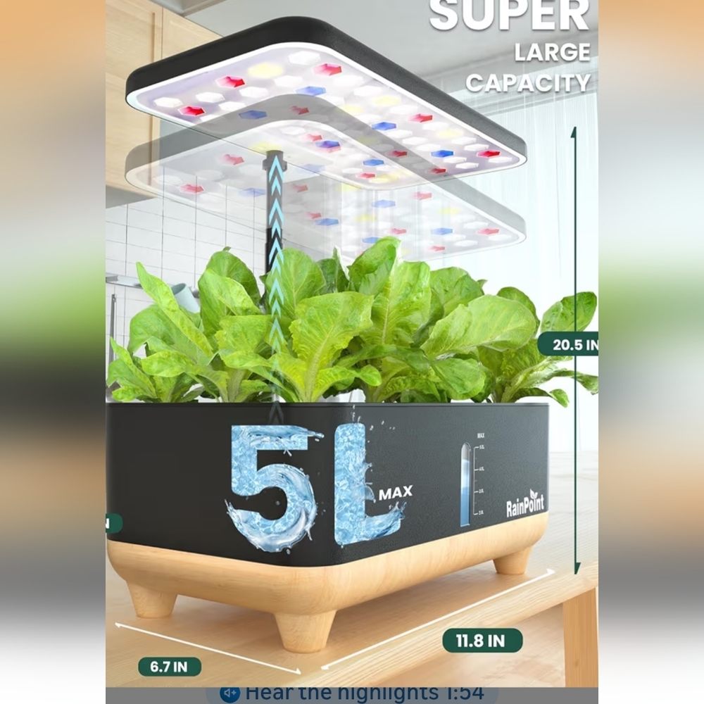 Rainpoint Hydroponic Indoor Vegetable And Herb Garden Planter - Picture 9 of 11